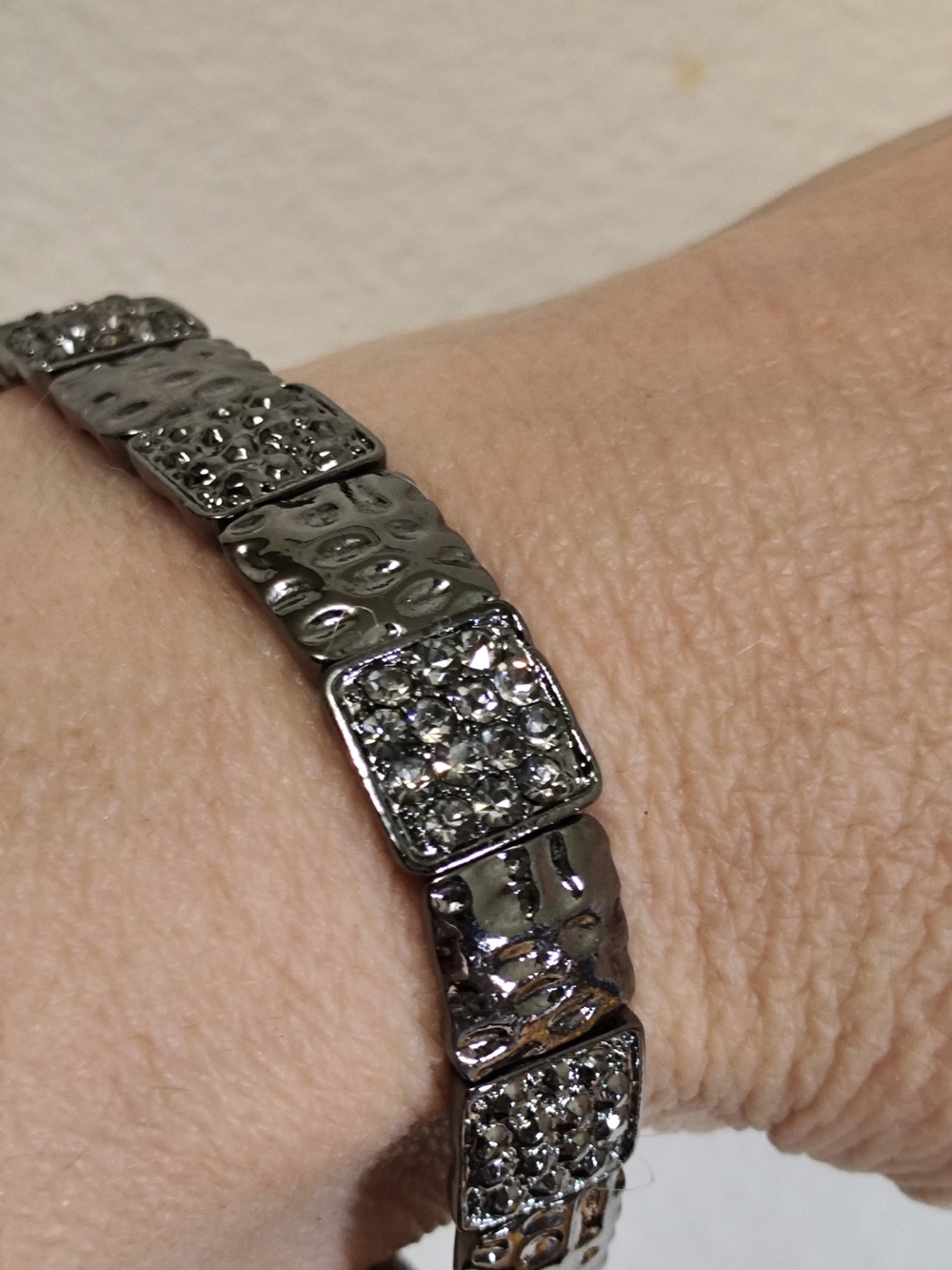 Rhodium-Tone Pave Square Link Bracelet - Women's Jewelry